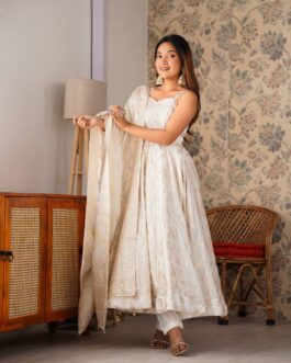 Designer Kali Pattern Flared Suit Set with Pant & Dupatta