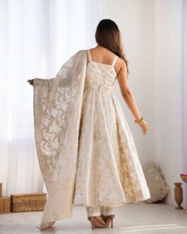 Designer Kali Pattern Flared Suit Set with Pant & Dupatta